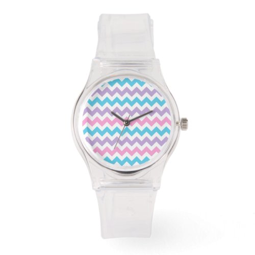 Sporty Wristwatch Pink Turquoise Lilac Chevrons Watch