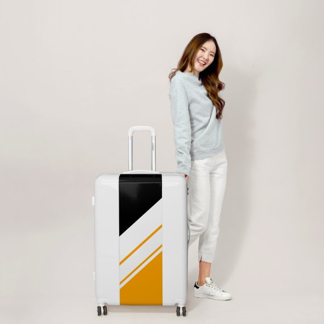 Sporty Yellow Orange Black White Racing Stripes  Luggage (Scale)