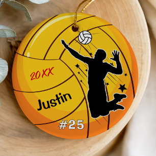 Sporty Youth Boy Volleyball Player Gift Ceramic Ornament