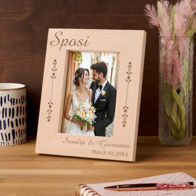 Sposi Personalized Engraved Frames (Sposi - Italian for "Newlyweds"
Personalized and custom wedding date Engraved Wooden Frame)