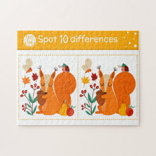 Spot 10 Differences Squirrel Butterfly Ladybug Kid Jigsaw Puzzle
