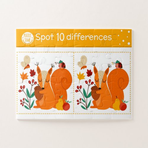 Spot 10 Differences Squirrel Butterfly Ladybug Kid Jigsaw Puzzle