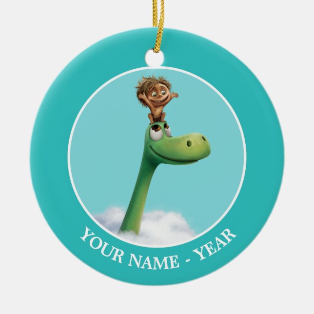 Spot And Arlo Head In Clouds Ceramic Ornament (Front)
