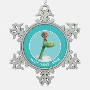 Spot And Arlo Head In Clouds Snowflake Pewter Christmas Ornament