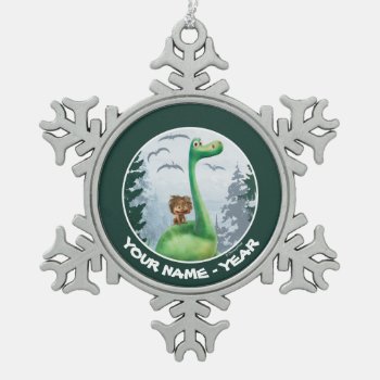 Spot And Arlo In Forest Snowflake Pewter Christmas Ornament by gooddinosaur at Zazzle