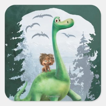 Spot And Arlo In Forest Square Sticker by gooddinosaur at Zazzle