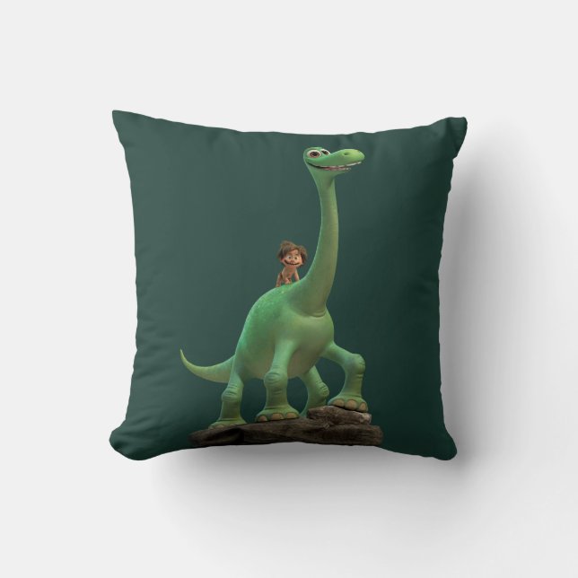 Spot And Arlo On Rock Throw Pillow (Front)
