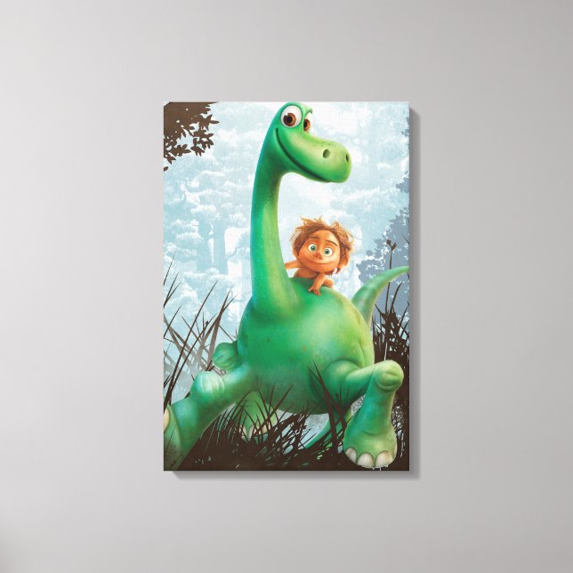 Spot And Arlo Walking Through Forest Canvas Print (Front)
