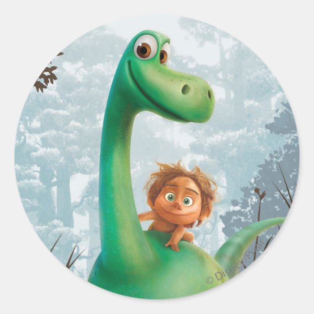 Spot And Arlo Walking Through Forest Classic Round Sticker (Front)