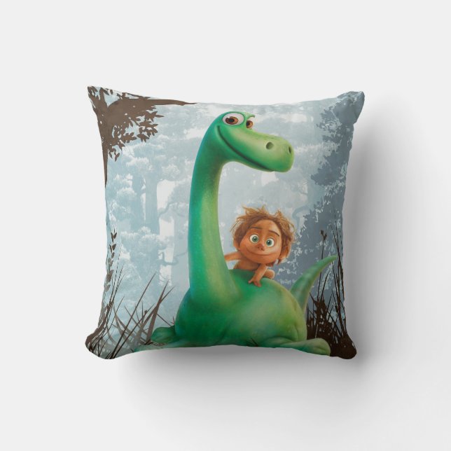 Spot And Arlo Walking Through Forest Throw Pillow (Front)