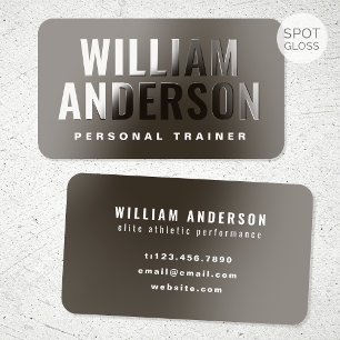 Spot Gloss Personal Trainer Minimalist Deep Brown Raised Spot UV Business Card