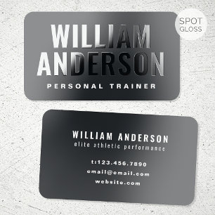 Spot Gloss Personal Trainer Minimalist Slate Gray Raised Spot UV Business Card