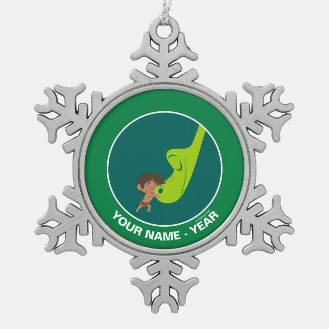 Spot Hugs Arlo Snowflake Pewter Christmas Ornament (Front)