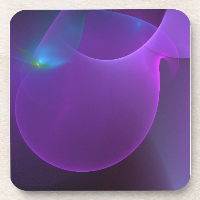 Spot of Green on Purple Abstract Beverage Coaster (Front)