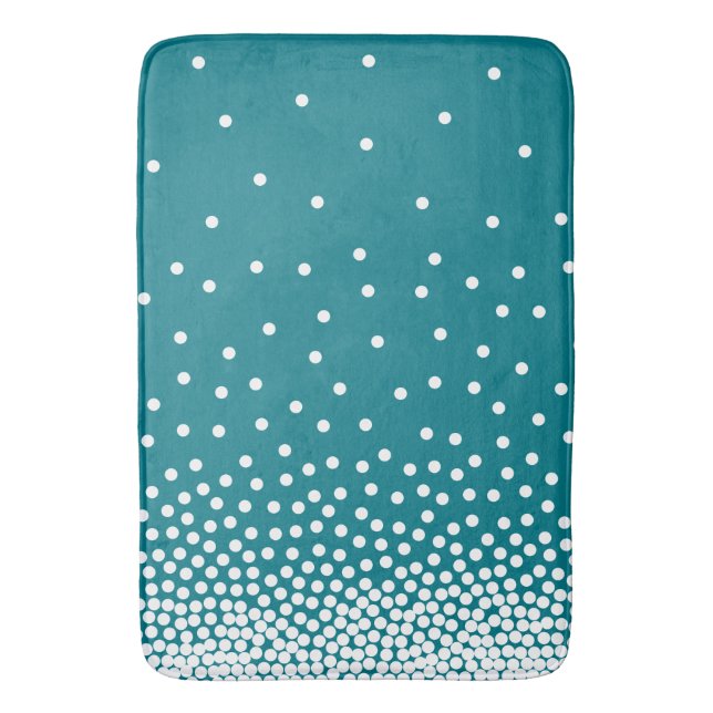 Spot Shaded 240816 - White and Dark Turquoise Bathroom Mat (Front Vertical)