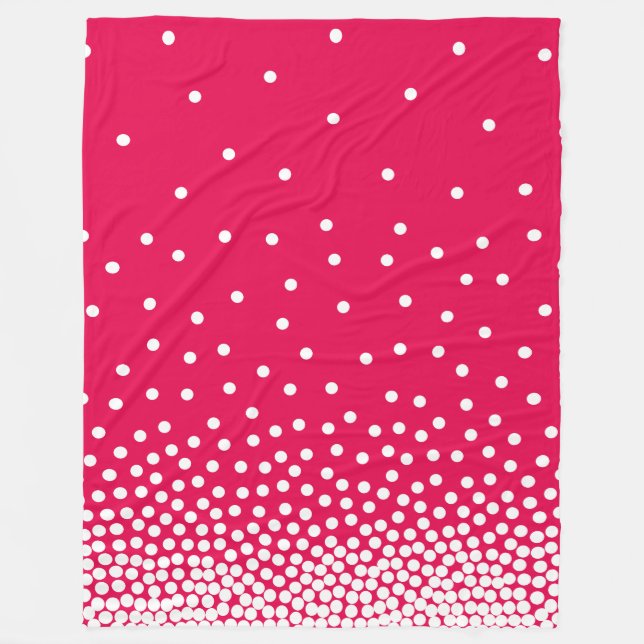 Spot Shaded 240816 - White and #e60049 Pink Red Fleece Blanket (Front)