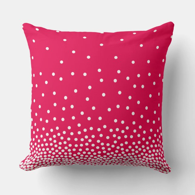 Spot Shaded 240816 - White and #e60049 Pink Red Throw Pillow (Front)