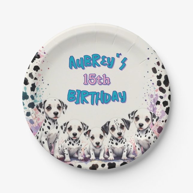 Spot-tacular Dalmatian Puppy Birthday Party Paper Plates (Front)