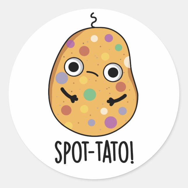 Spot-tato Funny Potato Pun  Classic Round Sticker (Front)