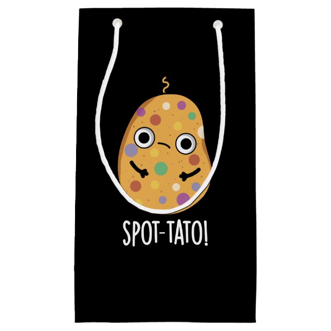 Spot-tato Funny Potato Pun Dark BG Small Gift Bag (Front)