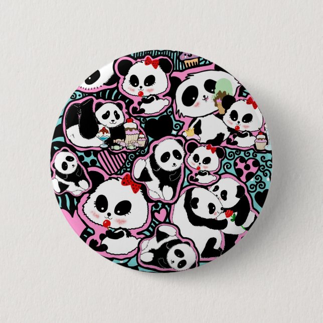 Spot The Panda! Panda Doodles Pinback Button (Front)