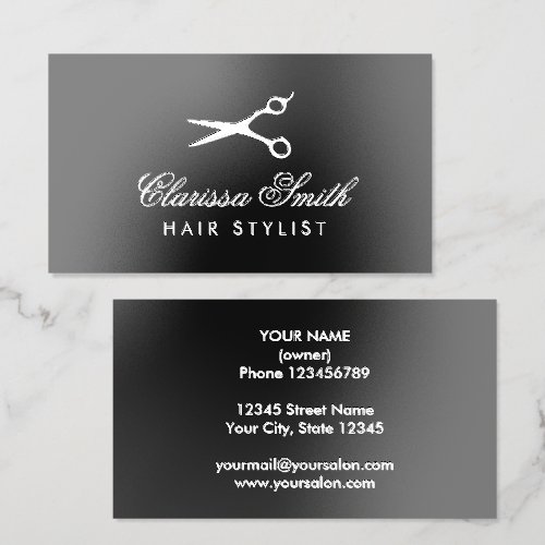 Spot UV gloss hairdresser logo business card