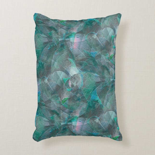 Spoted greenish cyan over unfinished wall plaster  accent pillow (Front(Vertical))