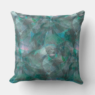 Spoted greenish cyan over unfinished wall plaster throw pillow