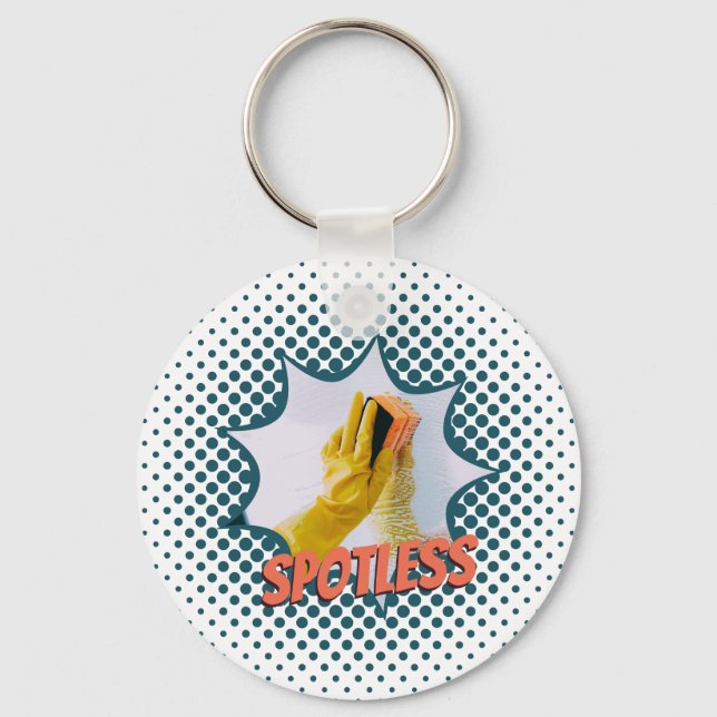 Spotles Cleaning Service Custom Text Logo Keychain (Front)
