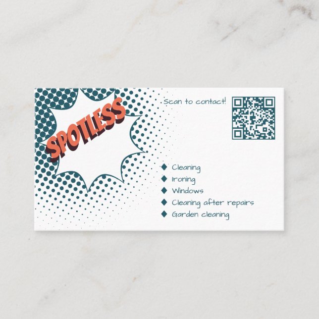 Spotless Blue House Cleaning Business Card (Front)