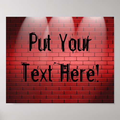 Spotlights On Brick Wall Poster Print Sign