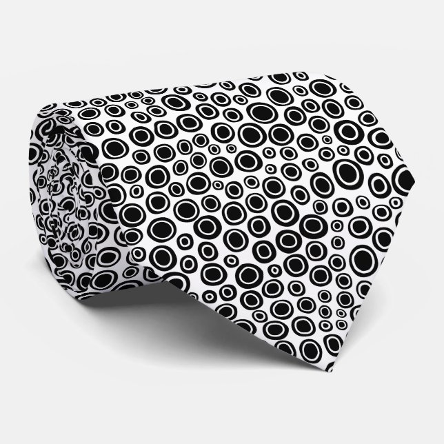 Spots 071215 - Black on White Neck Tie (Rolled)