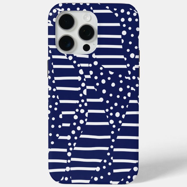 Spots and Stripes 2 - Blue and White Case-Mate iPhone Case (Back)