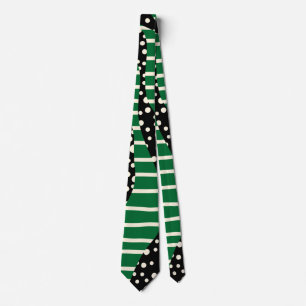 Spots and Stripes 2 - Green, Cream and Black Neck Tie