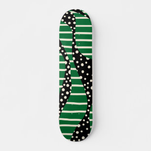 Spots and Stripes 2 - Green, Cream and Black Skateboard
