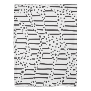 Spots and Stripes 2 in Black and White  Duvet Cover
