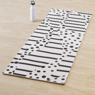 Spots and Stripes 2 in Black and White  Yoga Mat