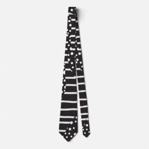 Spots and Stripes 2 in White on Black  Neck Tie