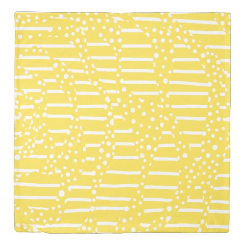 Spots and Stripes 2 _ Lemon Yellow and White Duvet Cover