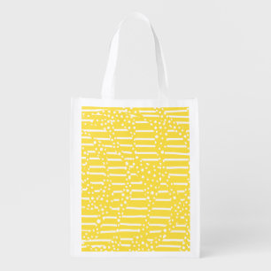 Spots and Stripes 2 - Lemon Yellow and White Grocery Bag