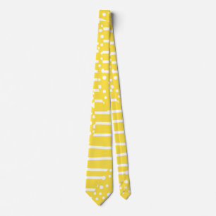 Spots and Stripes 2 - Lemon Yellow and White Neck Tie