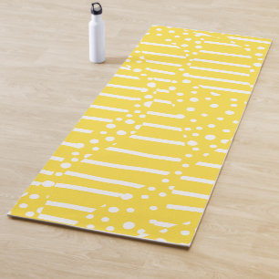 Spots and Stripes 2 - Lemon Yellow and White Yoga Mat