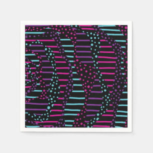 Spots and Stripes 2 - Pink, Purple, Blue and Black Napkins