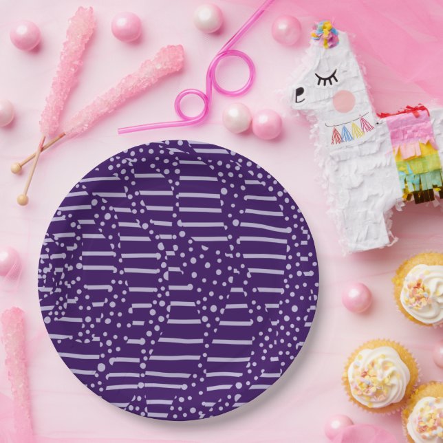 Spots and Stripes 2 - Purple Paper Plates (Party)