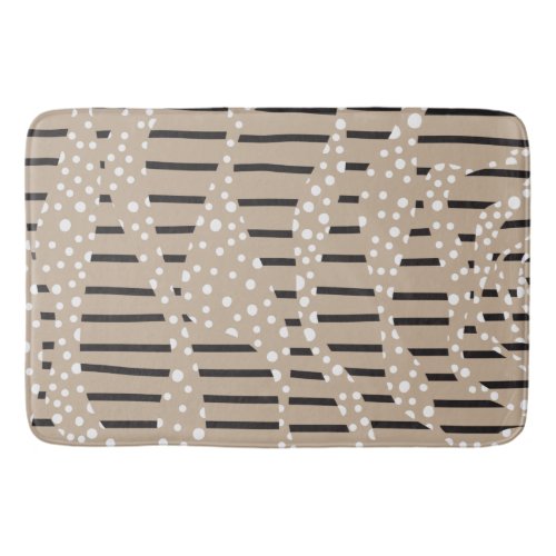 Spots and Stripes 2 _ Taupe Black and White Bath Mat