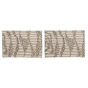 Spots and Stripes 2 - Taupe, Black and White Pillow Case