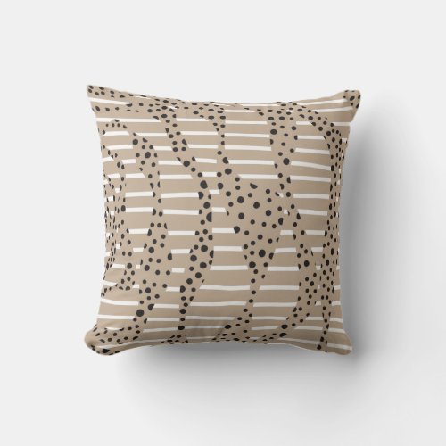 Spots and Stripes 2 _ Taupe Black and White Throw Pillow