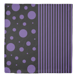 Spots and Stripes in Purple and Black Duvet Cover