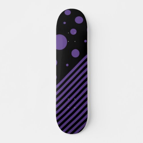 Spots and Stripes in Purple and Black Skateboard