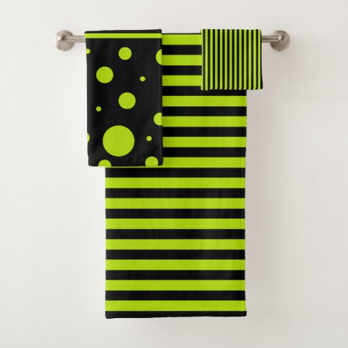 Spots and Stripes _ Lime Green   Bath Towel Set